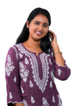Purple Chikankari Kurta Set - Image 3