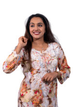 Floral Printed Embroidered Kurta - Image 3