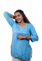 Sky Blue Embroidered Casual Top - Image 2