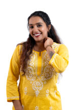 Yellow Embroidered Straight Kurta - Image 2