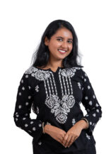 Black Embroidered Straight Kurta - Image 2