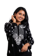 Black Embroidered Straight Kurta - Image 3