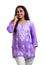 Lavender Printed Straight Kurti Top - Image 2