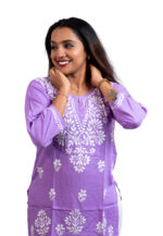 Lavender Printed Straight Kurti Top - Image 3