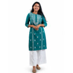 Teal Embroidered Kurta