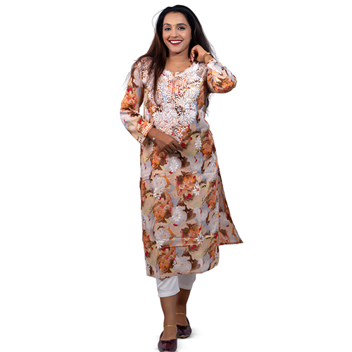 S 11.jpg Floral Printed Embroidered Kurta - Image 1