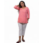 Peach Embroidered Casual Top
