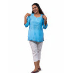 Sky Blue Embroidered Casual Top