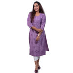 Lavender Embroidered Cotton Kurti