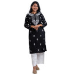 Black Embroidered Straight Kurta