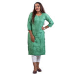 Green embroidered cotton  kurti