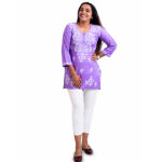 Lavender Printed Straight Kurti Top
