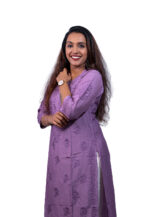 Lavender Embroidered Cotton Kurti - Image 3